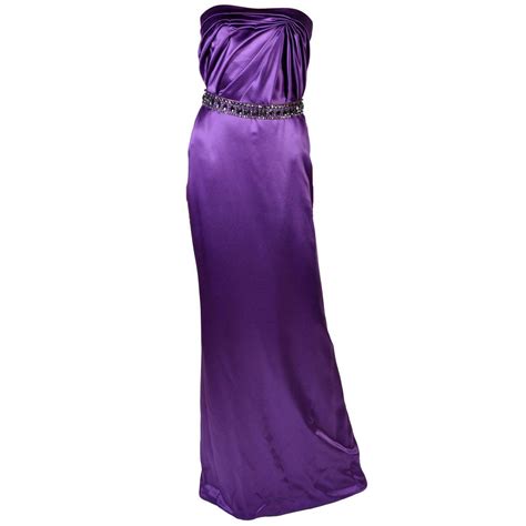 New Versace Embellished Amethyst Strapless Gown Dress Eva Wore In Paris