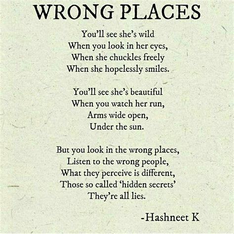Wrong Places Hashneet K Poetry Quotations Words Quotes