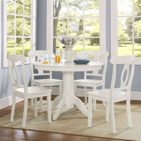 5 Pc Dining Set Table 4 Chairs Traditional Solid Wood Round Cottage