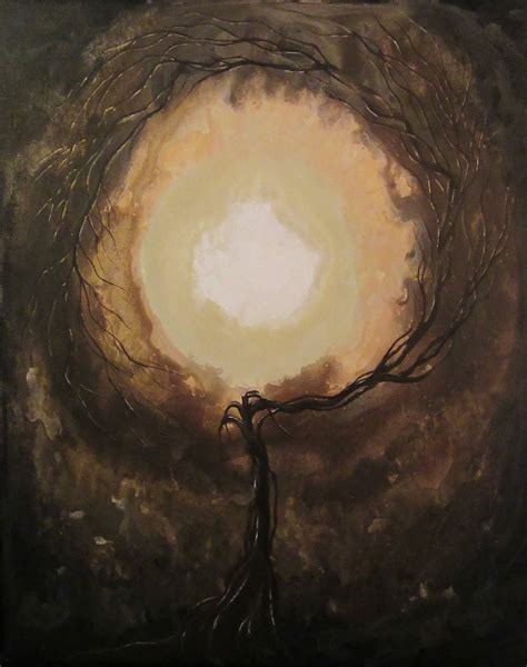 Follow The Dark Original Dark Art Painting Tree Falling Into