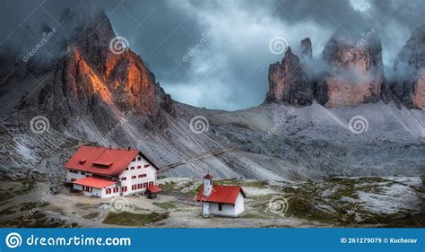 Tre Cime Park In Dolomites Italy Mystical Landscape With Rocky