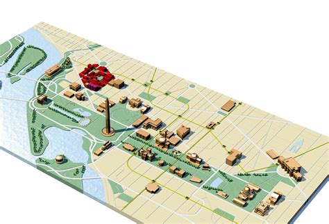 3d Style Map Of National Mall Washington Dc United States