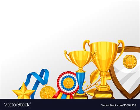 Realistic Gold Cup And Other Awards Background Vector Image