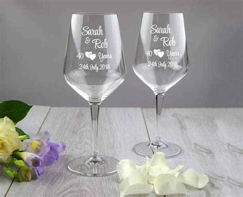 Personalised 40th Ruby Wedding Anniversary Wine Glasses Boxed Set Of 2 40 Year Anniversary T