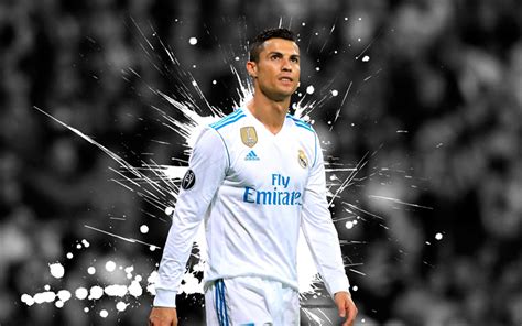 Download Wallpapers 4k Cristiano Ronaldo Grunge Football Stars Art