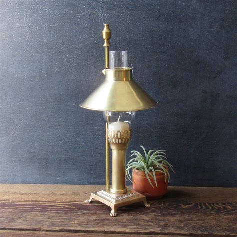 The glass is used as a shade which can sit well on different types of flat shaped bases such as marble, wooden or metal and prevent the wind from blowing out the candle's flame. Vintage Brass Candle Lamp, Brass Hurricane Candle Lamp ...