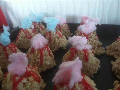Rice Krispie Volcanoes With Cotton Candy Smoke Dino Birthday Volcano