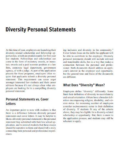 Free 10 Law School Diversity Statement Samples Personal Mission
