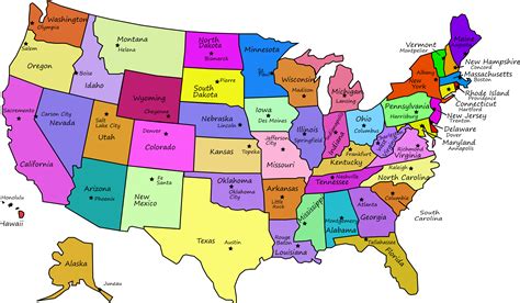 United States Map With Capitals And State Names Us State Map United