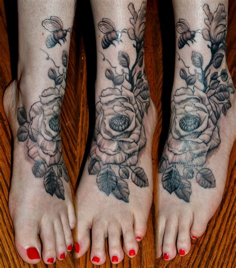 Alchemy Tattoo Arts Flower Foot Tattoo By Scott Trerrotola