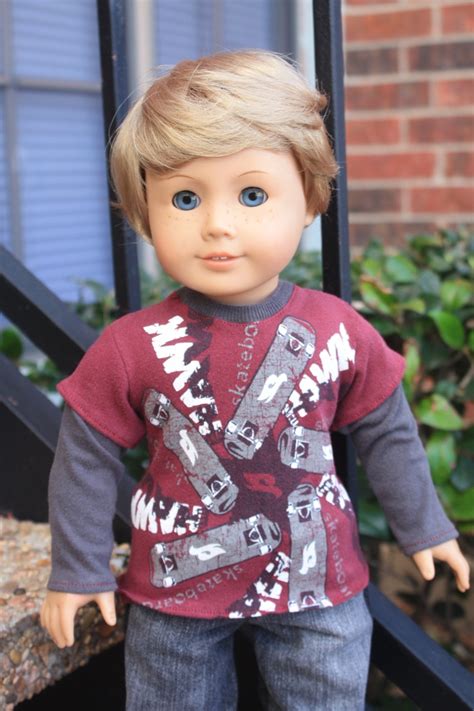 Maroon Tony Hawk Skateboarding Longsleeved Tee For American Girl Doll