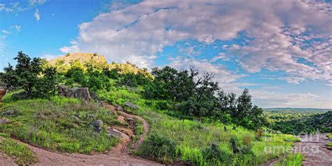 Panorama Of Turkey Peak And Hiking Trails At Enchanted Rock Gillespie