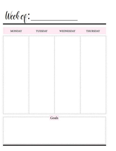 Blank Printable Weekly Planner Blank 52 Weeks Weekly Weekly Planner