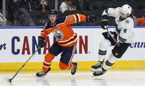 Sharks Defenceman Brent Burns Scores Adds Assist To Hand Oilers Fifth