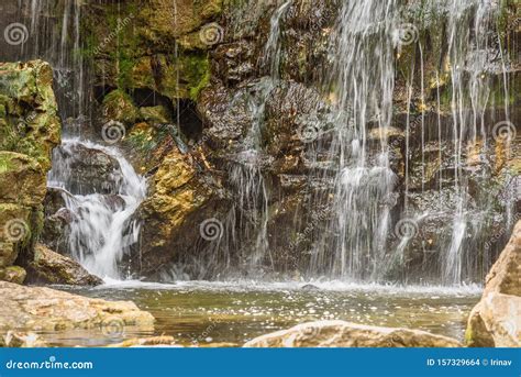 Waterfall Stones Moss Water Lake Stock Photo Image Of Relax Drops