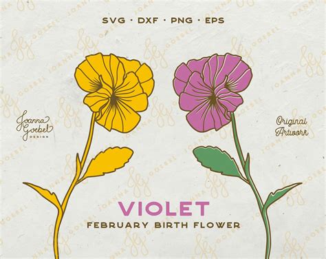 Violet Svg February Birth Flower Svg Layered Flower Svg Etsy