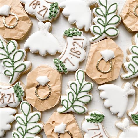 Greenery Wedding Cookies Modern Neutral Tones Mini Sugar Etsy
