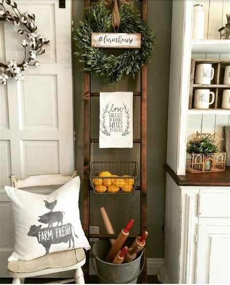 26 decorating with a vintage ladder ladder decor rustic farmhouse living room