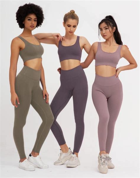 three women in sports bra tops and leggings