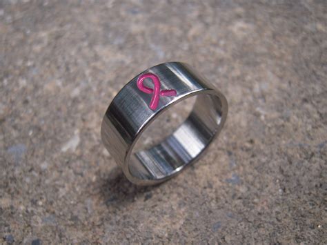 Breast Cancer Awareness Ring Band Etsy