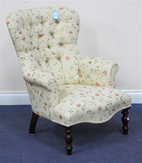 A Modern Victorian Style Tub Back Armchair Upholstered In A Cream