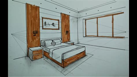 How To Draw Bedroom In 2 Point Perspective Youtube