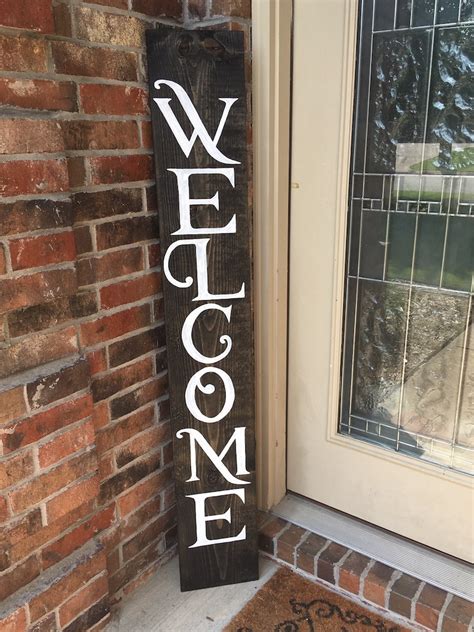 Large Vertical Welcome Sign Front Door Sign Porch Leaner Etsy