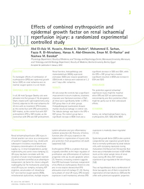 Pdf Effects Of Combined Erythropoietin And Epidermal Growth Factor On