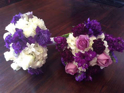 White Hydrangeas Stephanotis White And Lavender Roses Purple