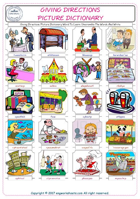 Giving Directions Esl Printable English Vocabulary Worksheets