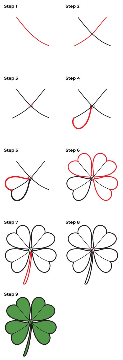 How To Draw Four Leaf Clover Coloring Page Netart