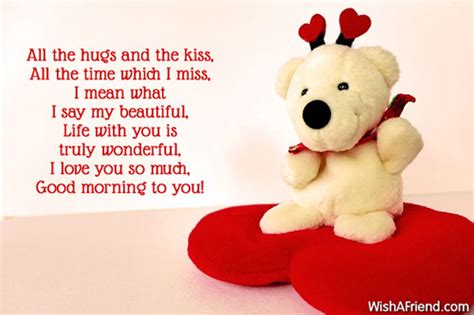 It makes her know how much you think about her. All the hugs and the kiss,, Good Morning Message For ...