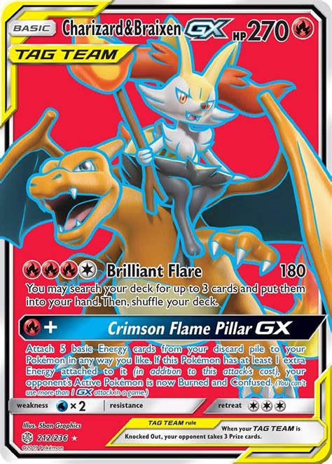 Charizard Braixen GX Full Art SM Cosmic Eclipse Pokemon