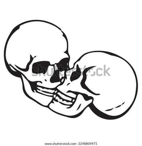 Skull Couple Kissing Line Art Vector Stock Vector Royalty Free