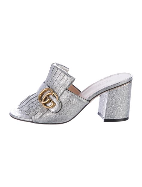 Gucci Gg Marmont Sandals Silver Sandals Shoes Guc170630 The Realreal