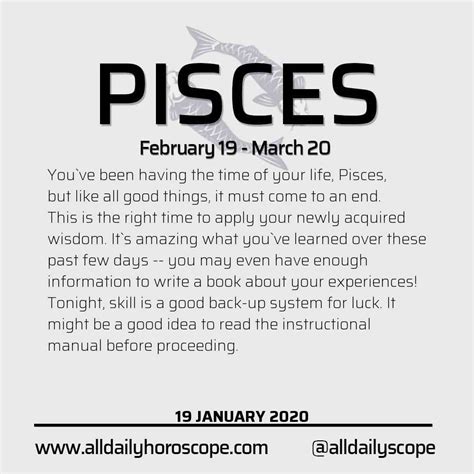Pisces Daily Horoscope January 19 2020 In 2020 Pisces Daily Daily