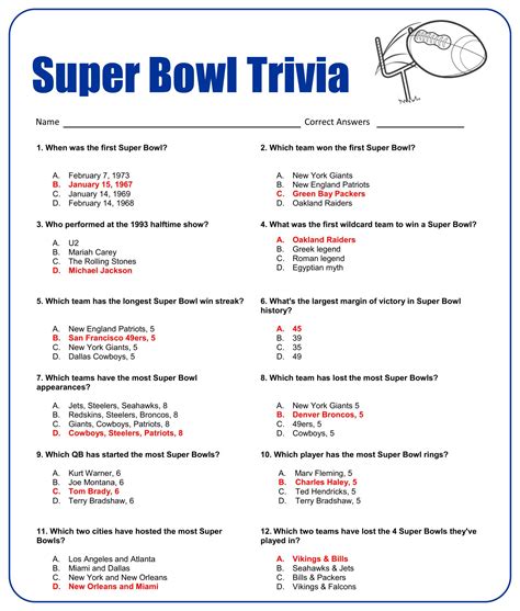 Easy Football Trivia Questions And Answers Printable