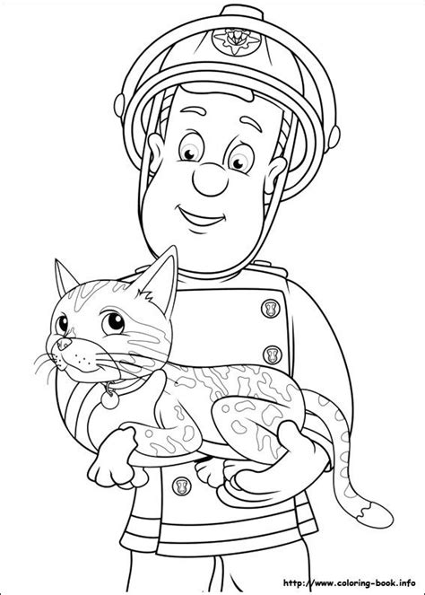 The brave firefighters pull the hose from the car and fight the fire with water or extinguishing agent. Fireman Sam coloring picture | Fireman sam, Coloring books ...