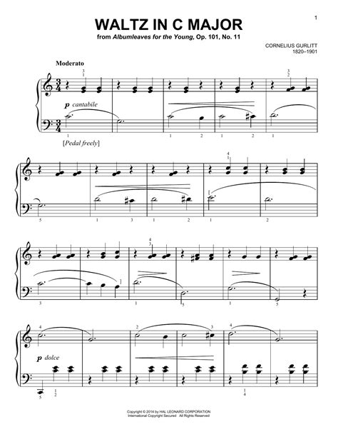 Waltz Op 101 No 11 Easy Piano Print Sheet Music Now