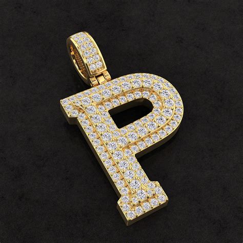 Diamond Custom 3d Initial P Letter Pendant Cgtrader