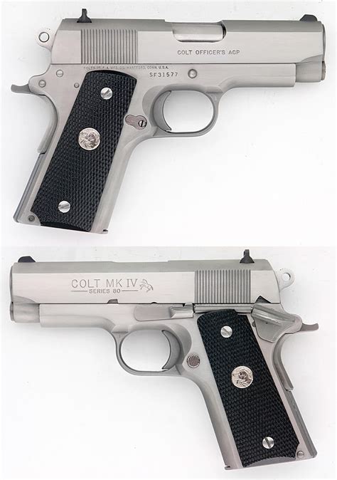 Colt 1911 Officers Model Mk Iv Series 80 Stainless Steel 45 Acp