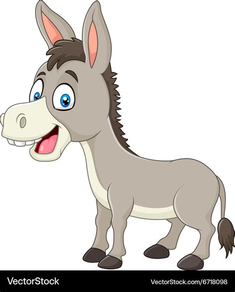 Cartoon Happy Donkey Isolated On White Background Vector Image