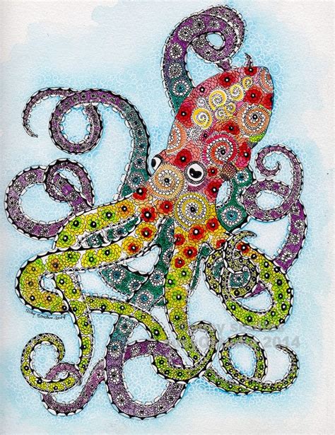 Items Similar To Whimsical Colorful Octopus Art Print On Etsy