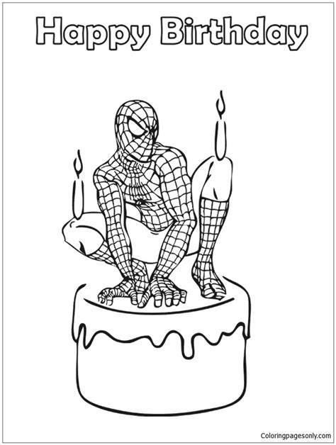 Spider-Man Birthday Coloring Pages - Spiderman Coloring Pages