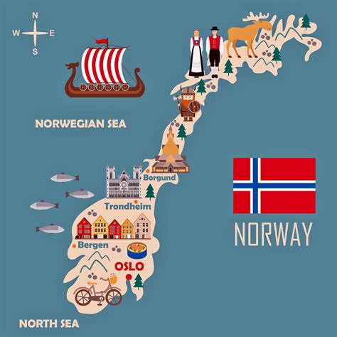 Norwegen Karte Der Wichtigsten Sehensw Rdigkeiten Orangesmile
