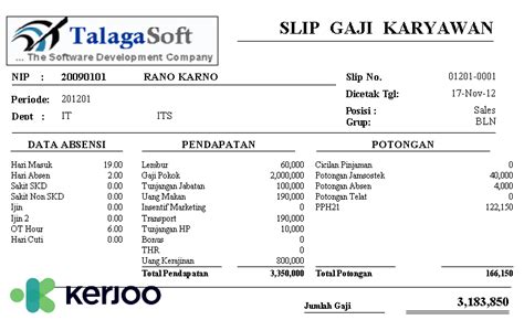 Format Slip Gaji Karyawan Lengkap Dengan Contoh