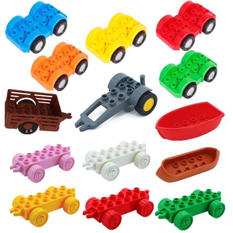 trailer car crane track boat vehicles accessories big size building blocks compatible with brand