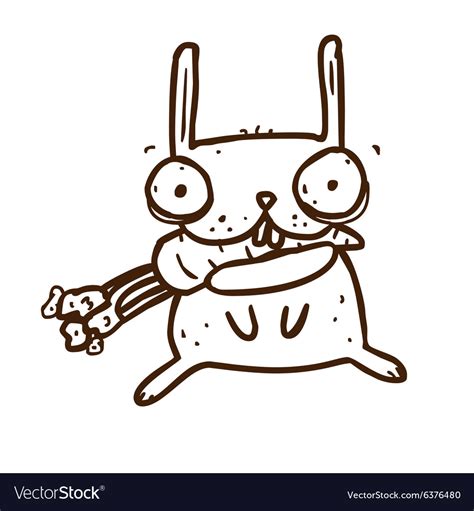 Hand Drawn Crazy Rabbit With Carrot Royalty Free Vector