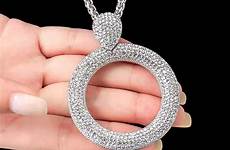 necklace cubic zirconia women pendant jewelry accessories dazzling hollow maxi statement round long