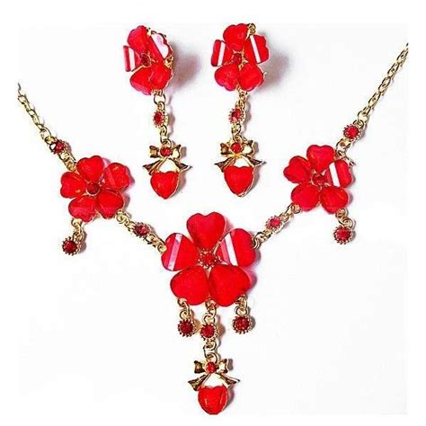 In Stock Fantastic Red Rhinestones Alloy Necklace Earrings For Your